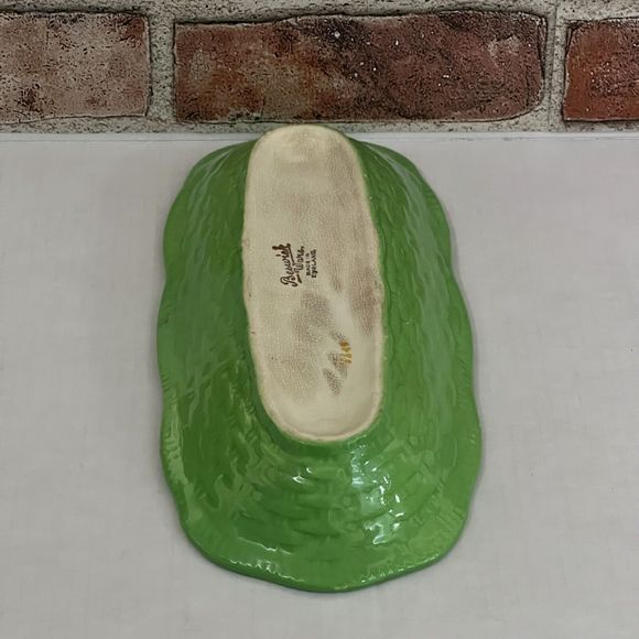 Beswick Ware Ceramic Celery Dish Boat #220 Made in England Green Basket Weave - Picture 16 of 17